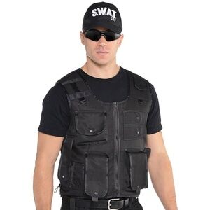 Adult SWAT Vest & Hat Set Adult Standard Fits Up To Size 4